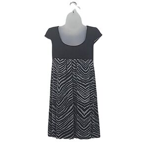 Trina Turk Mini A-line Dress Zebra Print Scoop Neck Short Sleeve Babydoll NWT 4